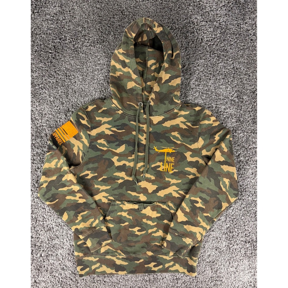 Nine Line Apparel Mens Camo Hoodie Orange American Flag Beer Pocket Small